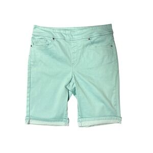 Tribal Women's Mint Green Pull On Bermuda Shorts Stretch Denim Cuffed Size 8 NWT